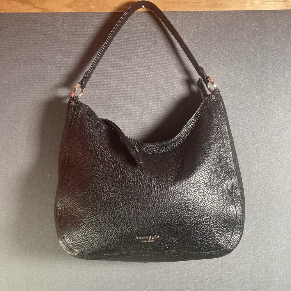 Kate Spade New York Black Pebbled Leather Hobo Shoulder Bag W/ Dust Bag